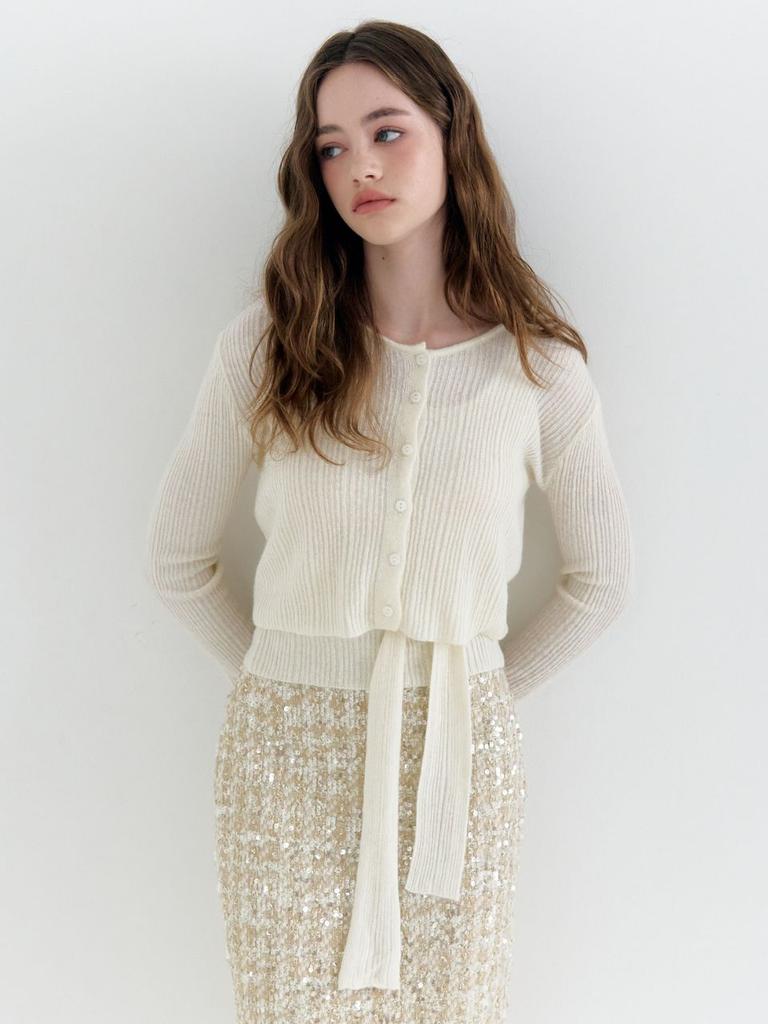 Fabricseoul Round Neck Cardigan & Sleeveless Top Set