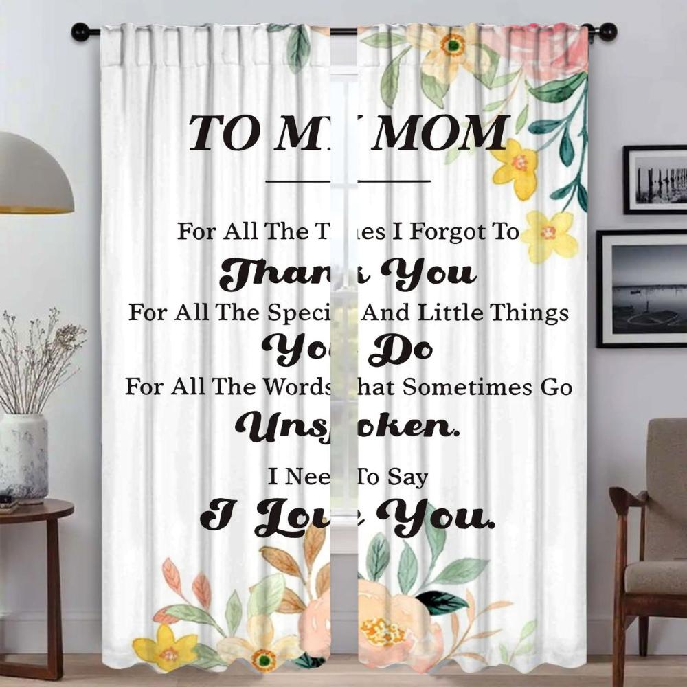 Vorhänge für Wohnzimmer Vorhang Love You Tüll für Schlafzimmer Jalousien Küchenvorhänge 2 Stück Trennwand Halloween Dekoration Zuhause