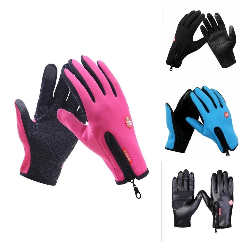 Unisex Winter-Touchscreen-Handschuhe mit rutschfester Handfläche und verstellbarem Reißverschlussdesign