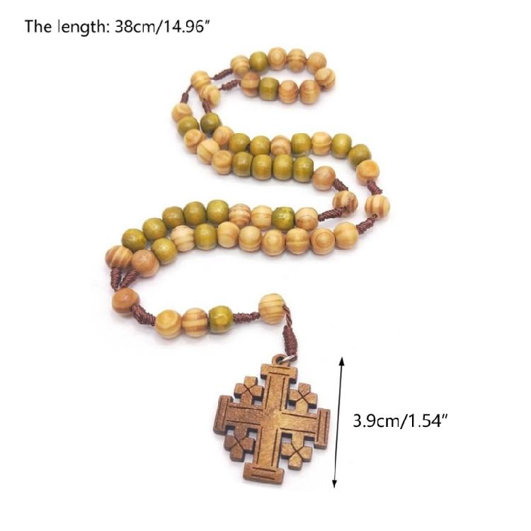 Jerusalemkreuz Rosenkranz Halsketten für Männer Frauen Gebet Religiöse Meditation Geschenk