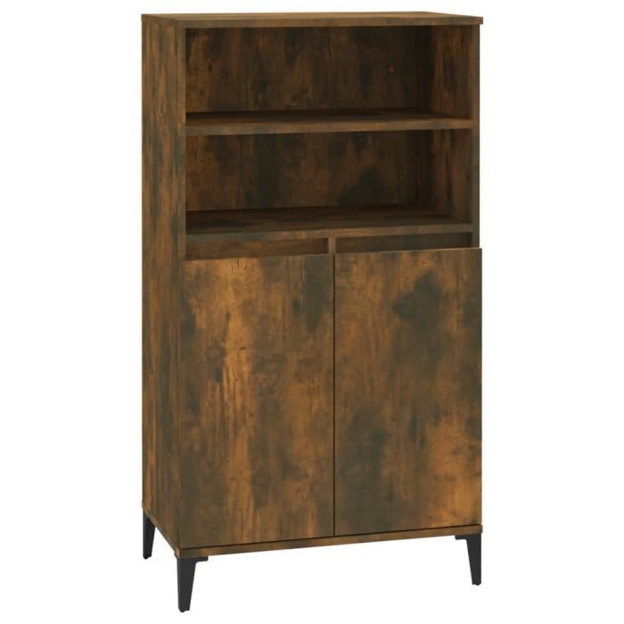 821233 vidaXL Buffet haut Chêne fumé 60x36x110 cm Bois d'ingénierie