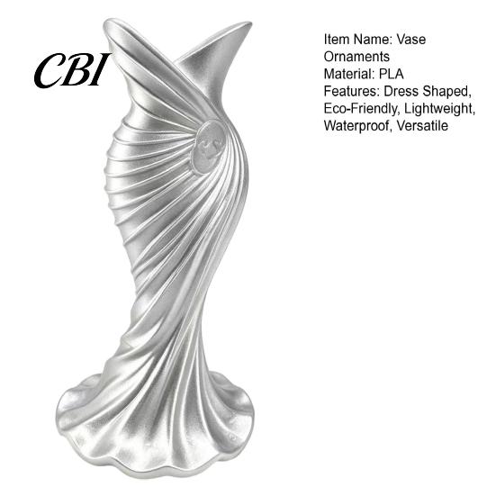 Unique Ornamental Vase 3D Printed Evening Gown Shaped Vase, Elegant Dress Sculpture High-end Texture Flower Pot, Minimalist Home Ornament for Entryway