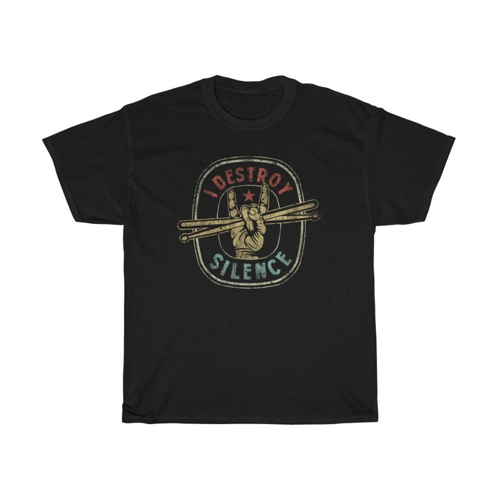 I Destroy Silence Funny Drummer T-Shirt M