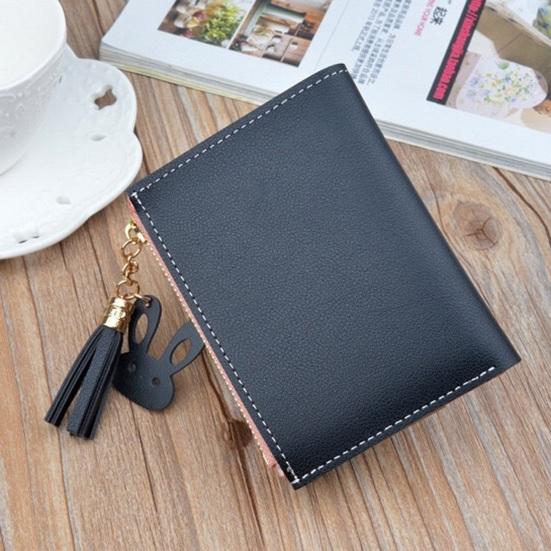 Color Block Women Wallet Slim Card Holder Wallet Bifold Mini Wallet with ID Window Zipper Coin Pocket for Travel Work Daily Use