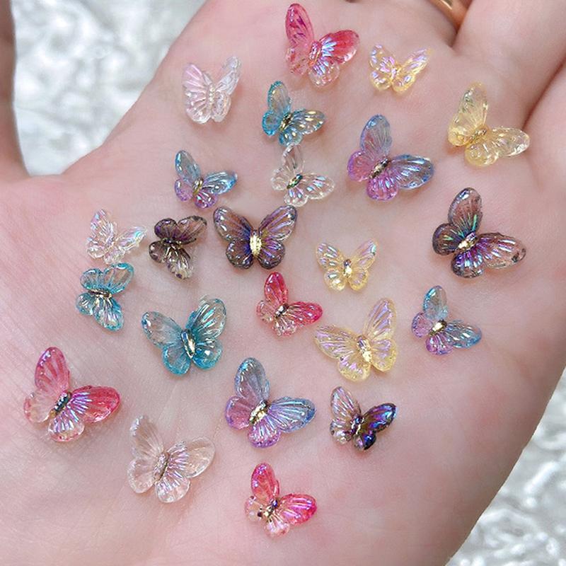 30Pcs 3D Aurora Colorful Butterfly Nail Art Charm Nail Art Decoration Diy Nail Jewelry For Nails Art Accessories