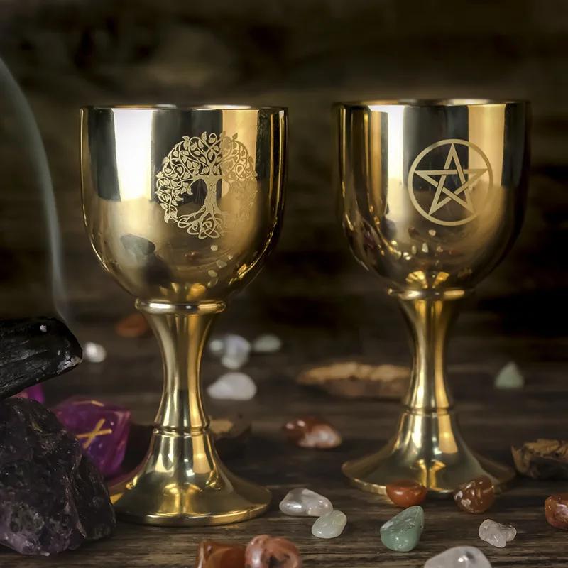 Calici per Altare Tarot di Alta Qualità Calice di Rame Pentacolo a Spirale Nodo Celtico Magia delle Streghe Incantesimi Rituali Elemento Acqua Cerimoniale