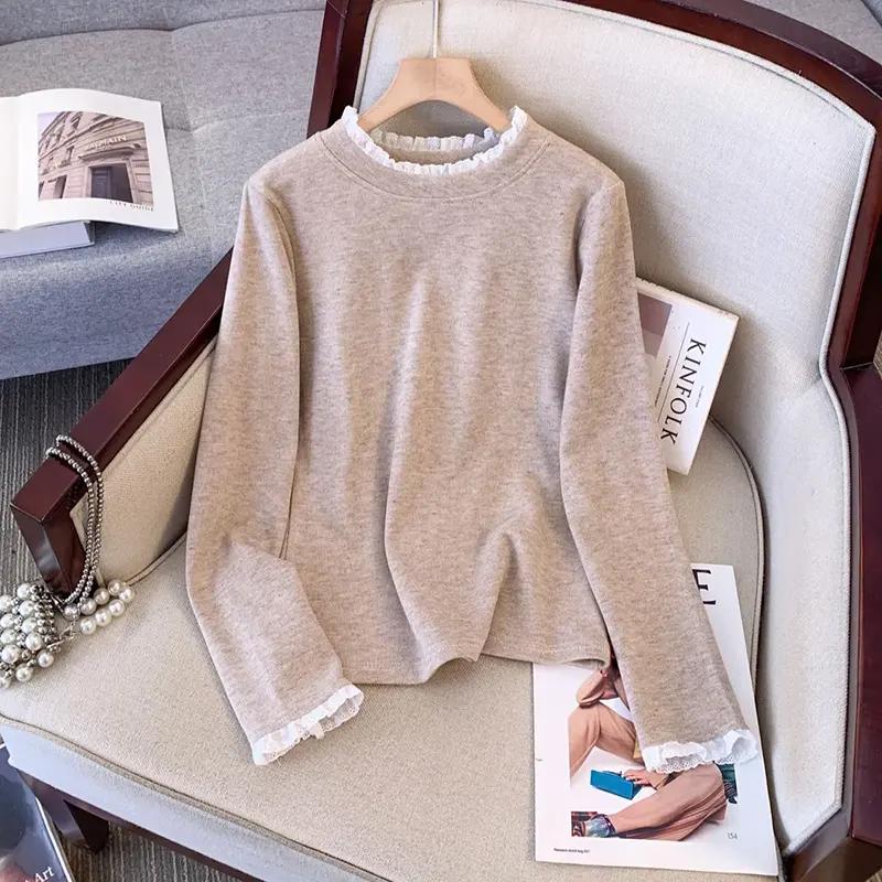 Pullovers Tops Women Long Sleeves Autumn Winter Fleece Lined Blouse Oversized Half Turtleneck Loose Long Sleeve Shirt Slim Pullover Tops