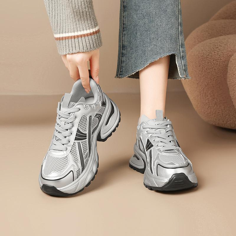 Augustine silver dad shoes women's 2025 new autumn platform casual sports shoes small running shoes