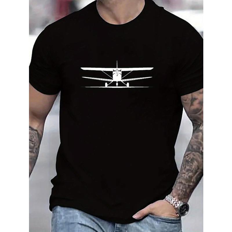High street fashion creative airplane silhouette pattern printed T-shirt