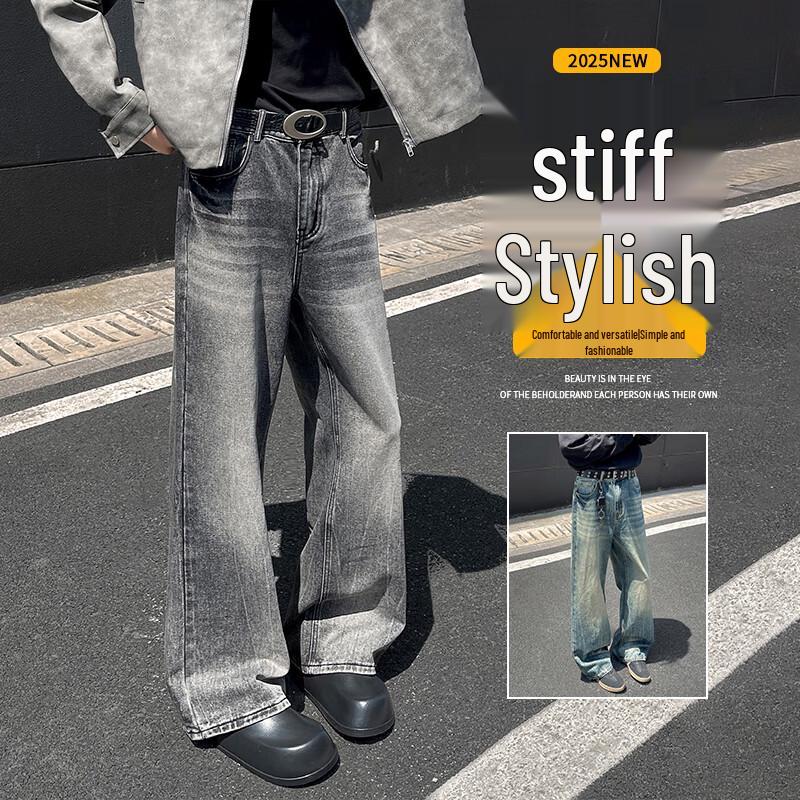 

VUUG Мужские джинсы из денима в американском стиле, свободного кроя, с прямыми штанинами M