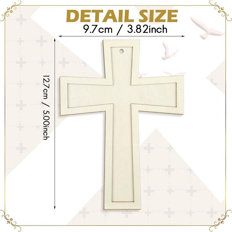 Premium-Unpainted Large Blank Wooden Crosses 24 Pcs For Crafts For Sunday For Crafts Unfinished Wooden Layered Cross