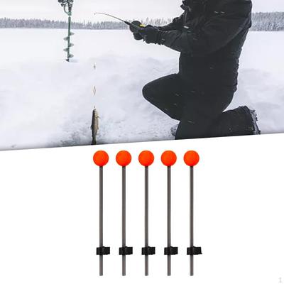 5 Piece Ice Fishing Rod Top Tip Stainless Steel Easy To Use Strong Red Ball Spring for Outdoor