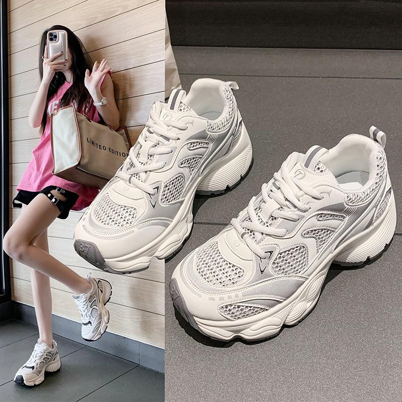 

Платформа на танкетке, универсальные кроссовки «папины», летние новые сетчатые дышащие спортивные и повседневные туфли 40 серый