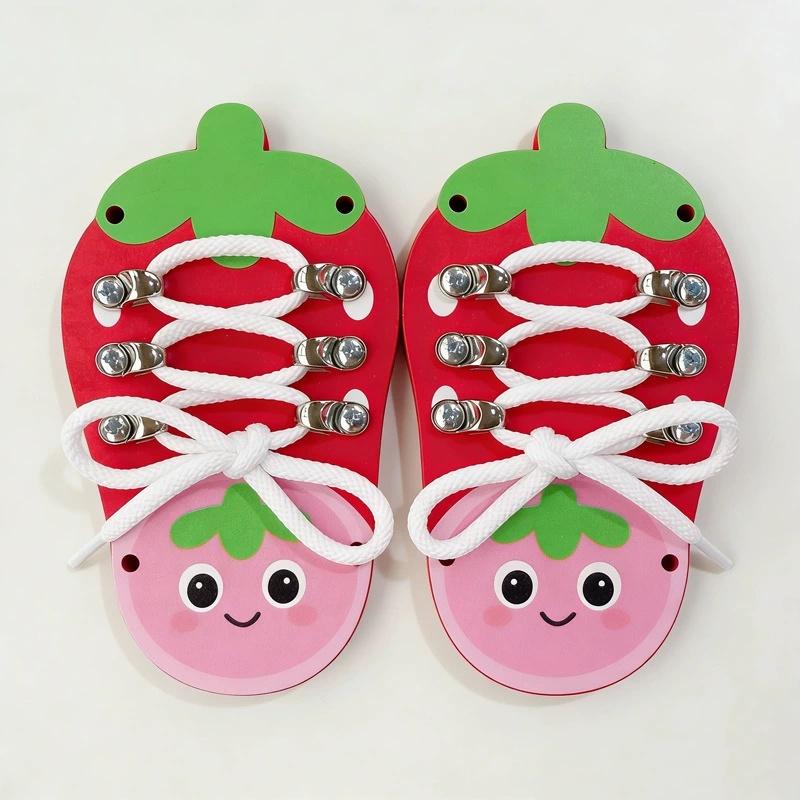 DIY Montessori Busy Board Wooden Accessories Strawberries Car Tie shoelaces Board Castle Early Educational Toy For Childre Gift