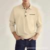 Spring Long Sleeved V-neck Men's Casual Top Polo Shirt
