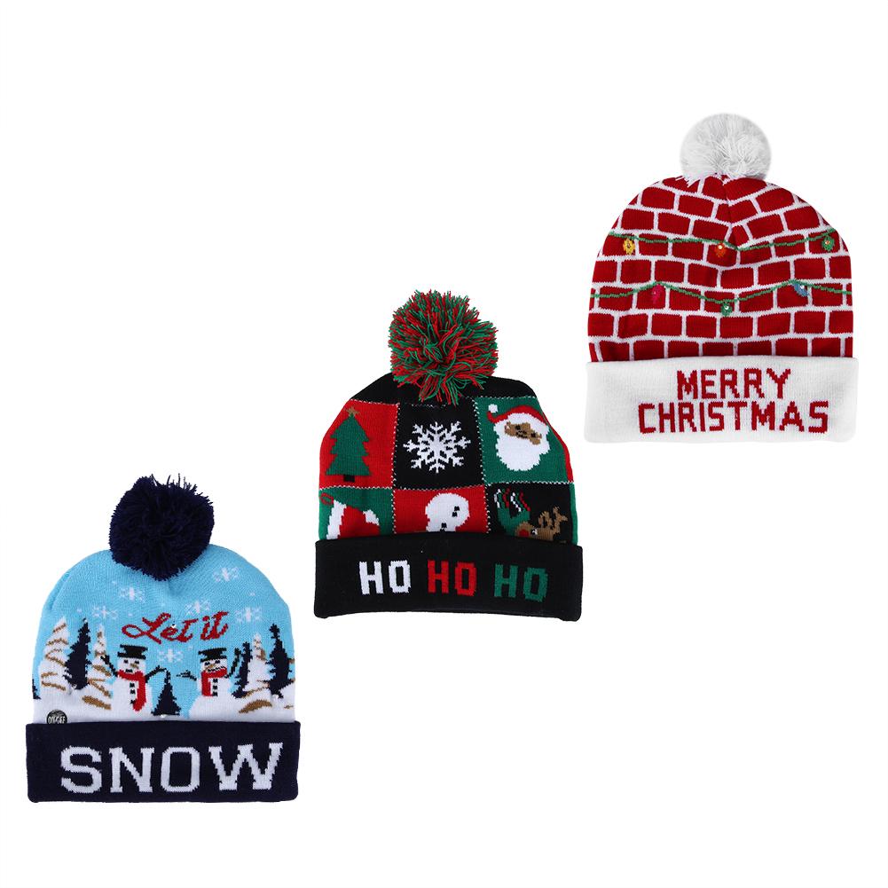 Christmas Knitted Soft Warm Winter Hat Light Hat for Children Adults Festivals Holiday Party