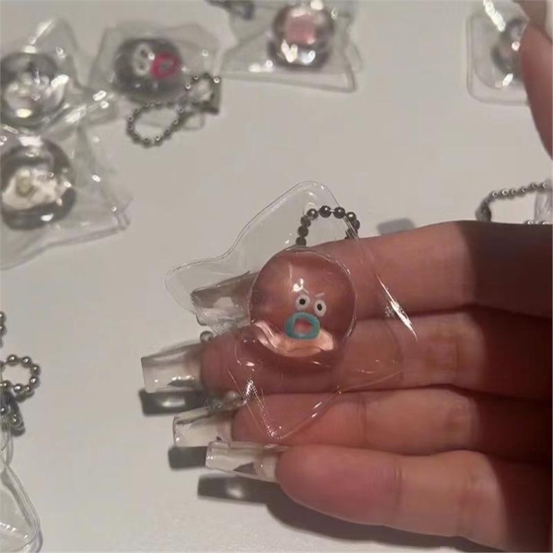 Clear Dango Squishy Stress Ball Keychain - Slow Rebound & Sticky Cute Backpack Pendant