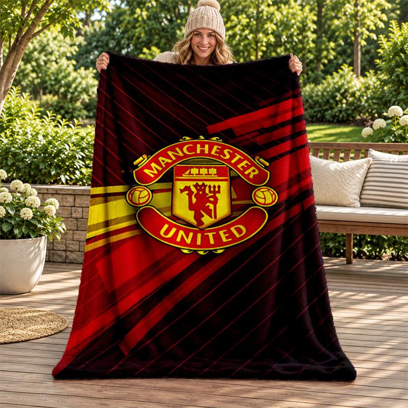 FC Manchester Blanket Flannel Blanket Soft Cozy Plush Throw for Sofa Bed Lightweight Home Decoration Gifts for Christmas Various Holidays