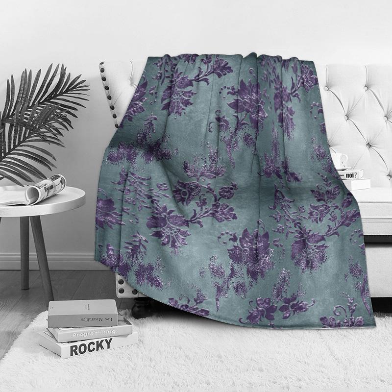 Dark Floral Velvet Throw Blanket Sofa Bed Cover Decorative Bedspread for Living Room Bedroom Cushion Cover