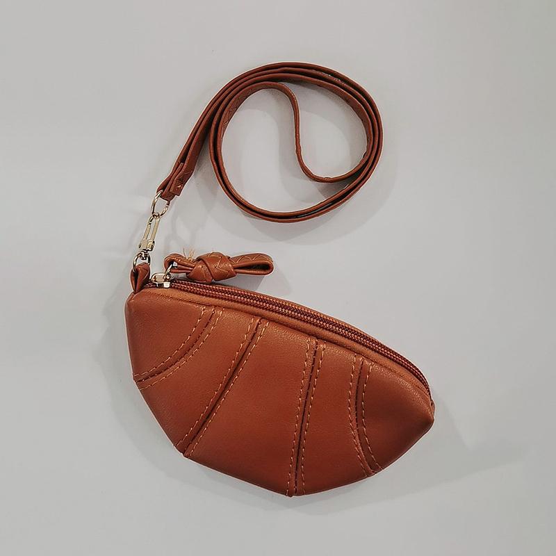 1pc New Retro Croissant Coin Purse Wristlet Bag Wallet Mini Zipper Girl Coin Wallet Cable Headset Bag Portable Lipstick Bag