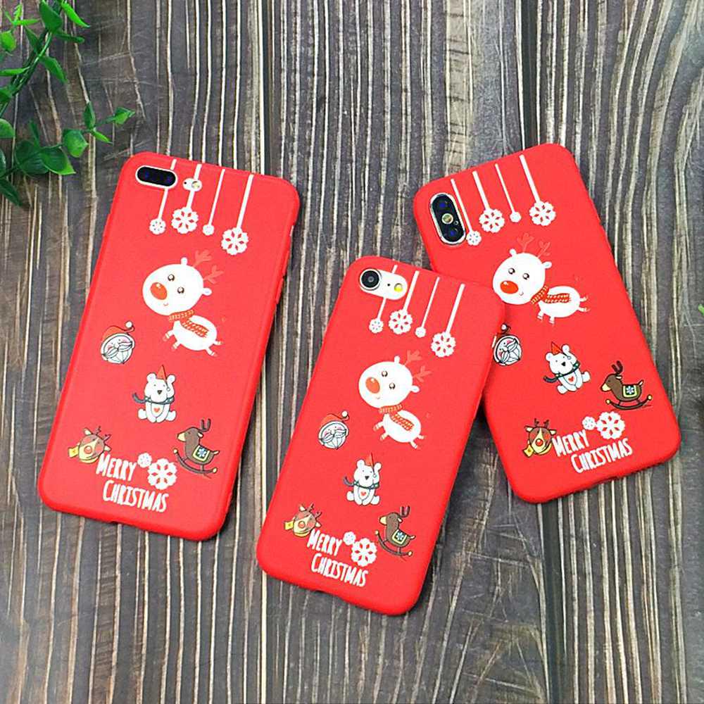 Shockproof Back Cover Christmas Soft TPU Phone Case For iPhone 5s SE 6s 7 8 Plus Xs Max Xr