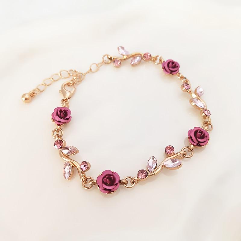 Fashion French Romantic Rose Flower Necklace Bracelet Earring For Women Jewelry Accessries Gifts