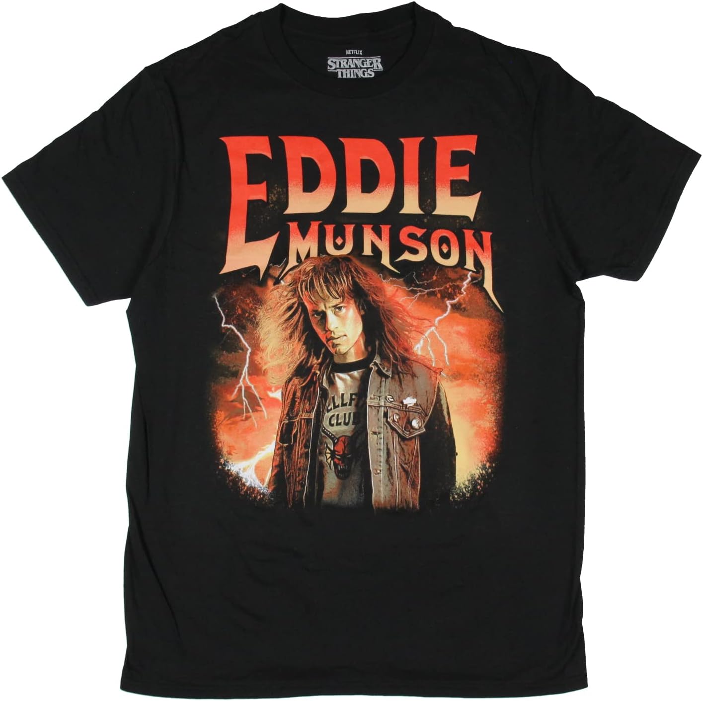 Strangers Things Men s Eddie Munson Character T-Shirt Tee (Small) Black XL