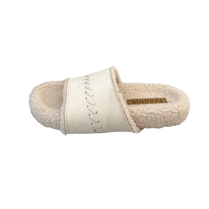 Maillard shoes drag thick soles with fluffy slippers women's shoes wear 2025 autumn new one-pedal lazy shoes