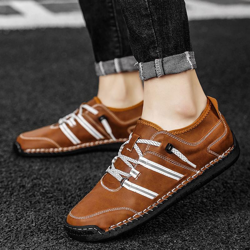 Fashion High Quality Men Shoes Handmade Leather Footwear Male Casual Business Flats Outdoor Soft Soled Travel Sneakers Brand Moccasins