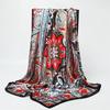 New Spring/Summer Orange Imitation Silk Neckerchief Outdoor Decoration Wraps for Women 90*90cm Cashew Print Square Scarf