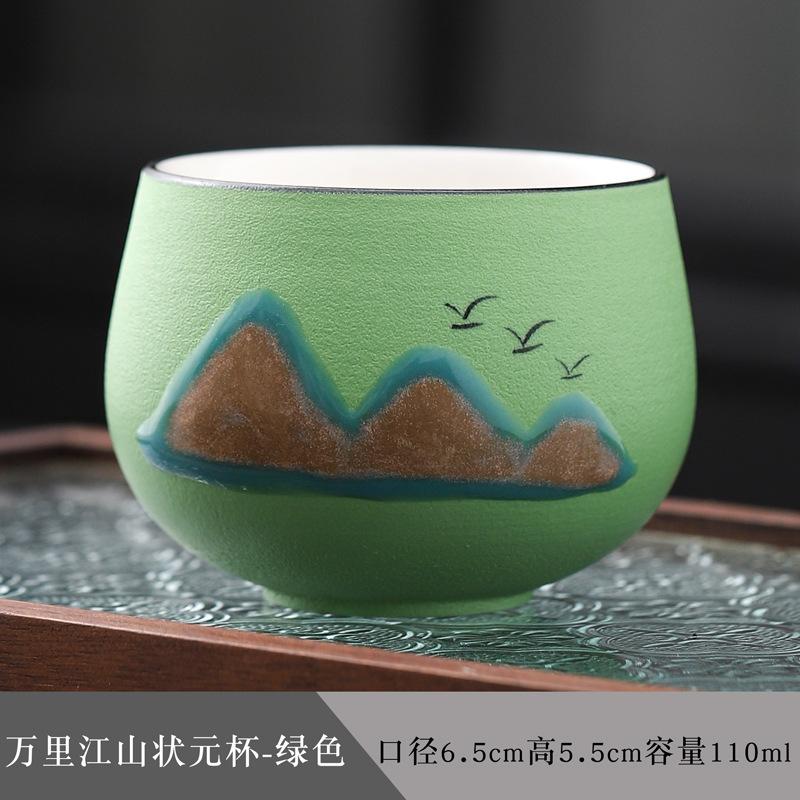 Hand-painted Wanli Jiangshan tea tasting cup ceramic teacup tea set Japanese dragon egg cup kung fu single cup master cup drinking tea bowl