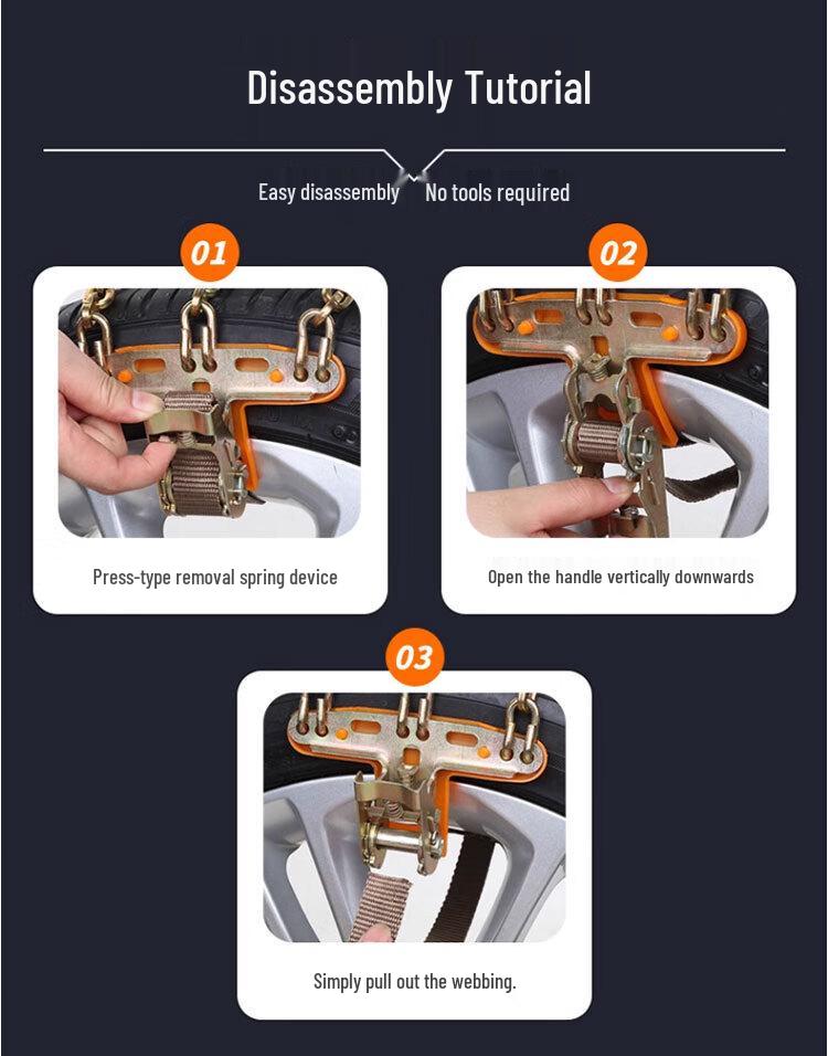 Anti-Skid Tire Chains for 212 T10 Cars & SUVs, No Jack Required, Snow & Off-Road Use, Tire-Friendly, 212 Dedicated