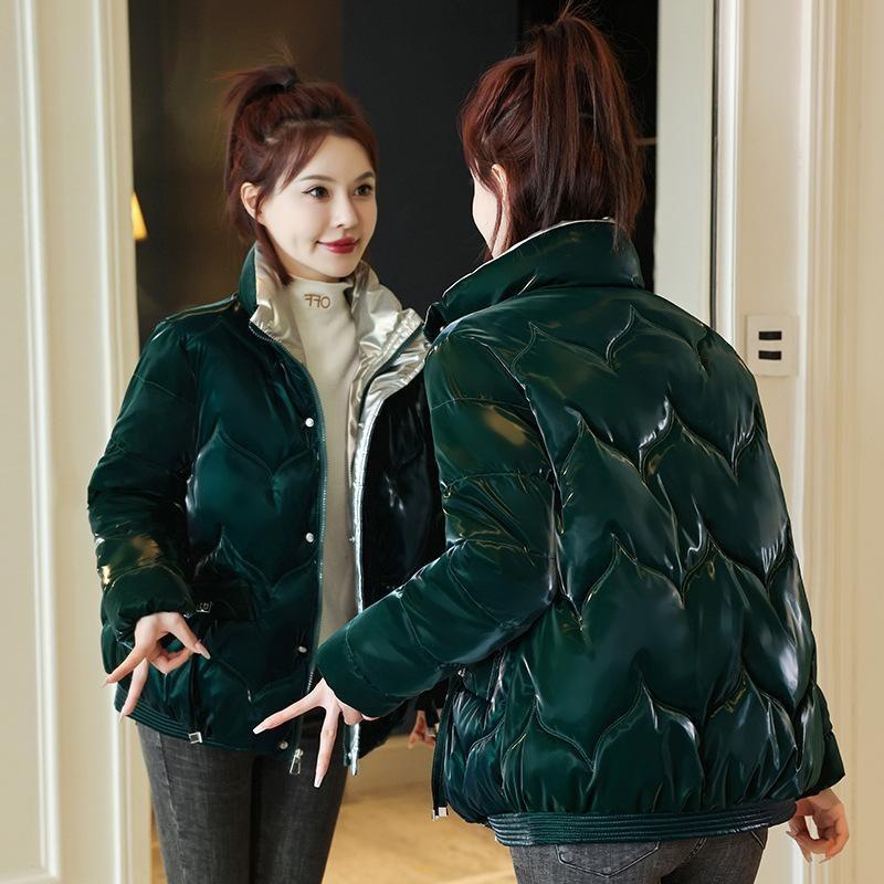 2025 Glossy Short Disposable Down Padded Jacket Winter New Korean Cotton Jacket Loose Stand Collar Fashion Padded Jacket