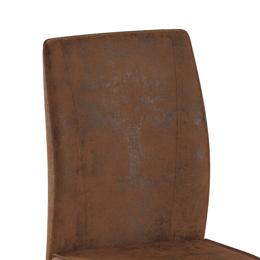 Set of 2 Brown Dining Chairs Made of Tech Fabric, Ergonomic Design, Comfortable and Aesthetic at the Same Time. Black Metal Legs.