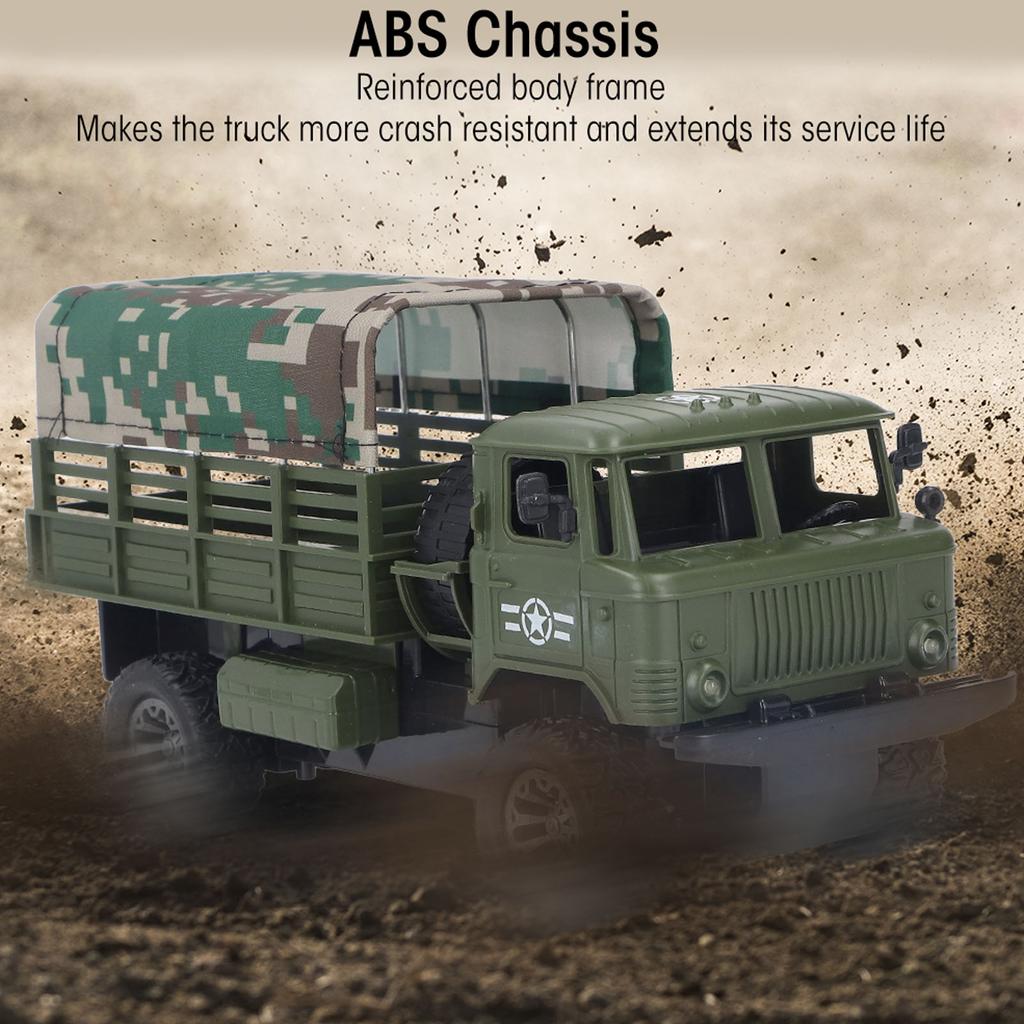 RC Military Truck 4 Channel Detachable Tent Remote Control Vehicle Military Truck with Light for Over 6 Years Old Kids