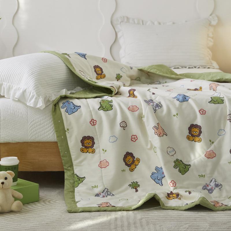 Lion Crocodile Summer Quilt 100% Cotton Kawaii Cartoon Animal Pattern Skin-friendly Air Conditioner Quilted Quilt for Boys Girls