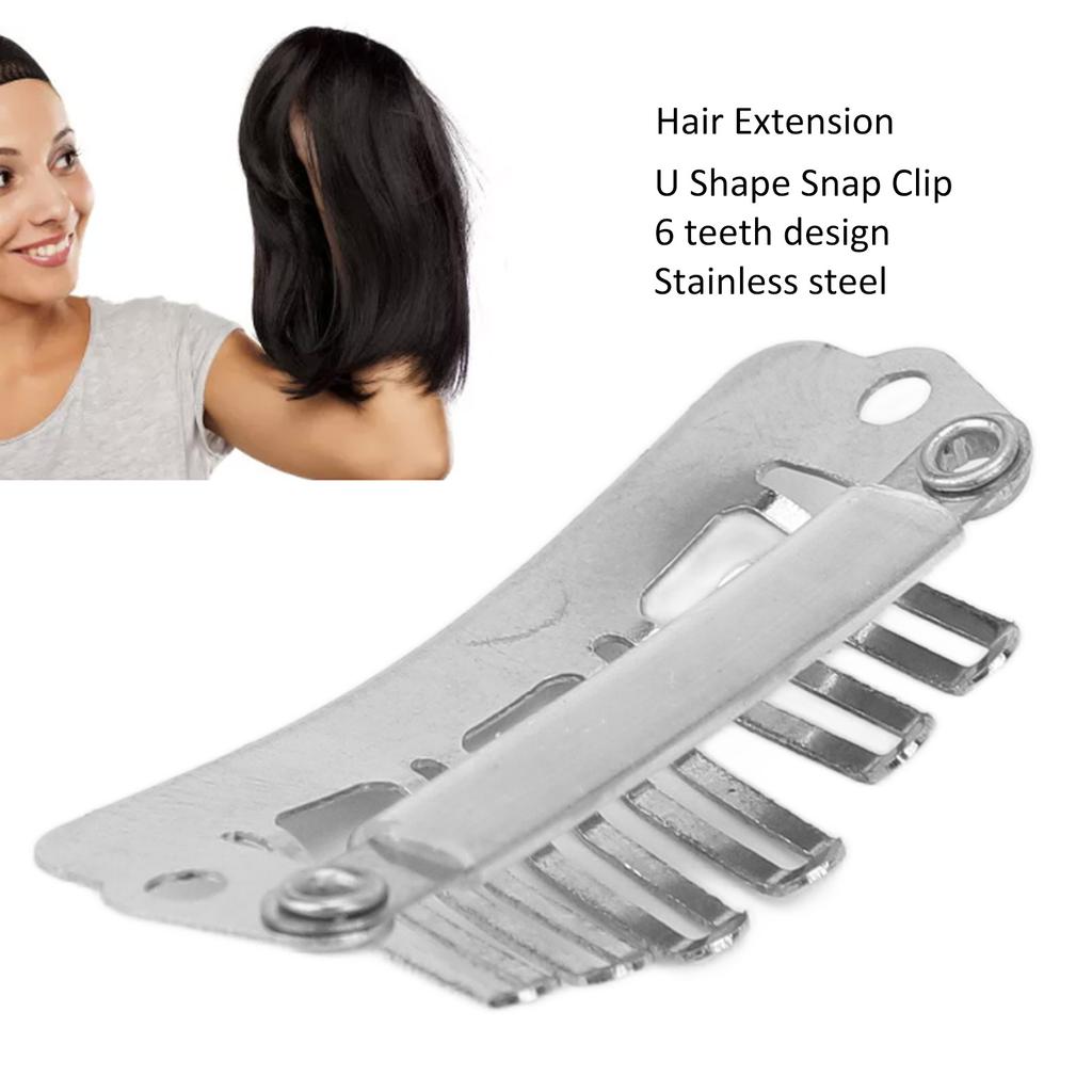 50 buc Clipsuri Perucă Forma U Clipsuri de Păr Snap Metalice Clipsuri Perucă cu Silicon Moale 6 Dinți Oțel Inoxidabil