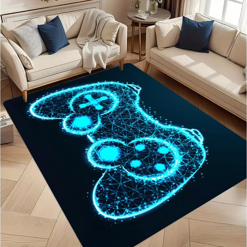 Gaming Controller Pattern Carpet Colorful Funny Game Console Area Rug Soft Non-slip Floor Mat for Game Room Living Room Decor