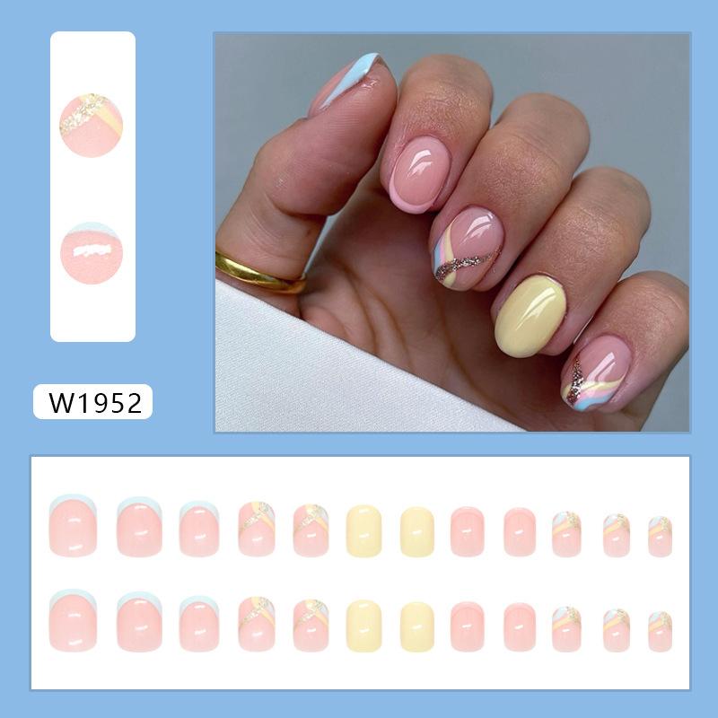 

Simple yellow and blue color scheme oblique French removable wearable armor 24 pieces pressed on nails