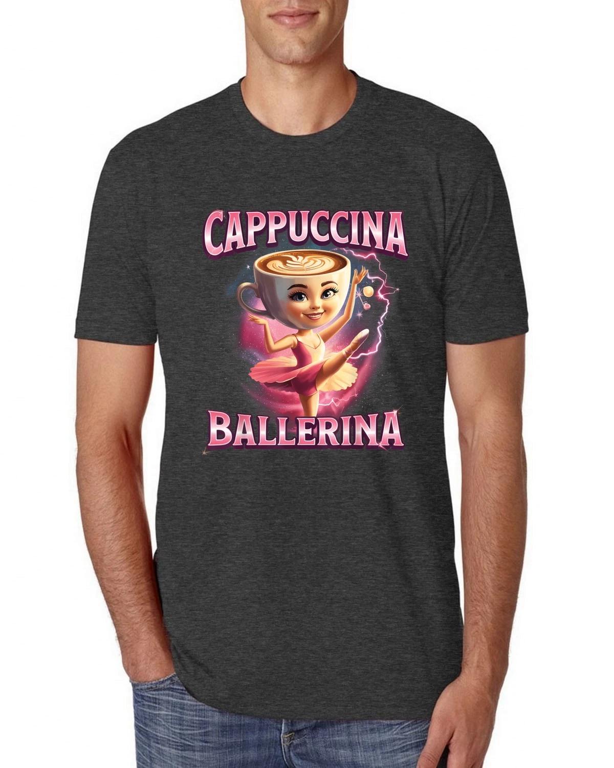 Cappuccina Ballerina Funny Coffee Dancer Brainrot Funny Mens Premium T- Shirt 3XL