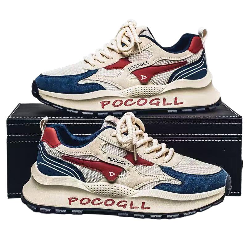 Fashion Summer lightweight breathable sports shoes fashionable versatile mesh sneakers leisure height increasing retro men's shoes