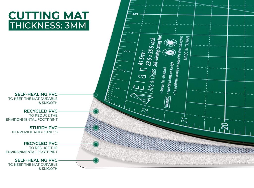 Elan Cutting A0 for Craft Home and Commercial Use Mat, Double-Sided, Inch, Green, Supplies,
