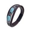 Men's Double Layer Leather Bracelet with Tiger Eye Stones