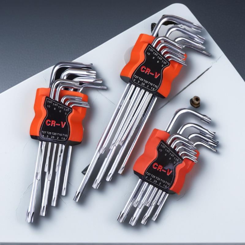 9-Piece Star Wrench Set with Dual-End Torx Hexagon Spanner for Easy Home Repairs