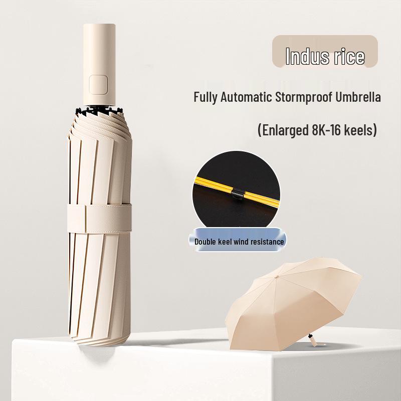 24-Rib Automatic Storm-Resistant Folding Umbrella for Sun and Rain
