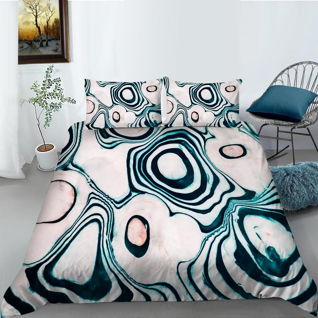 Povlečení s 3D barevným halo tiskem Jednolůžko Jednolůžko v plné velikosti se vzorem písku na polštář a povlak na přikrývku Pratelné a pohodlné Domácí dekorace