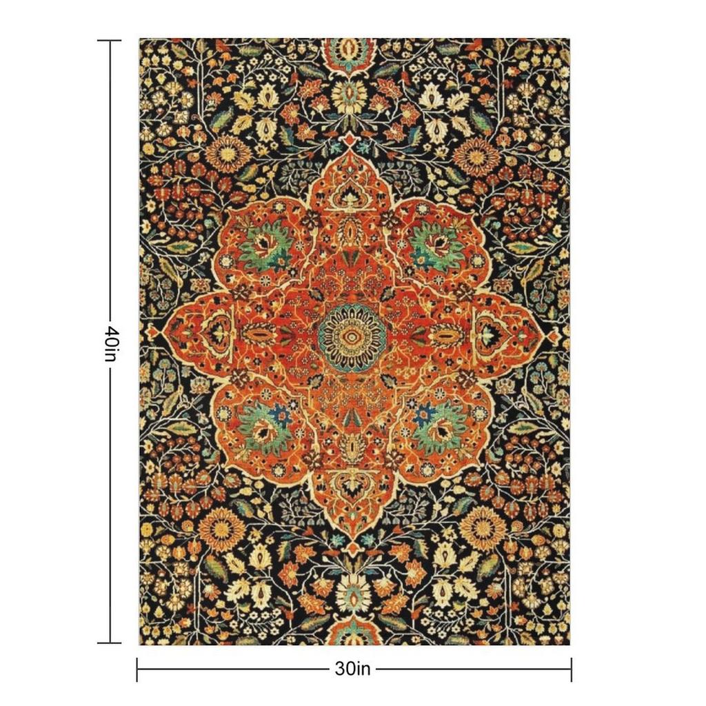 Antique Persian Mohtashem Kashan Rug Print Throw Blanket Heavy To Sleep Flannels Flannel Giant Sofa Blankets