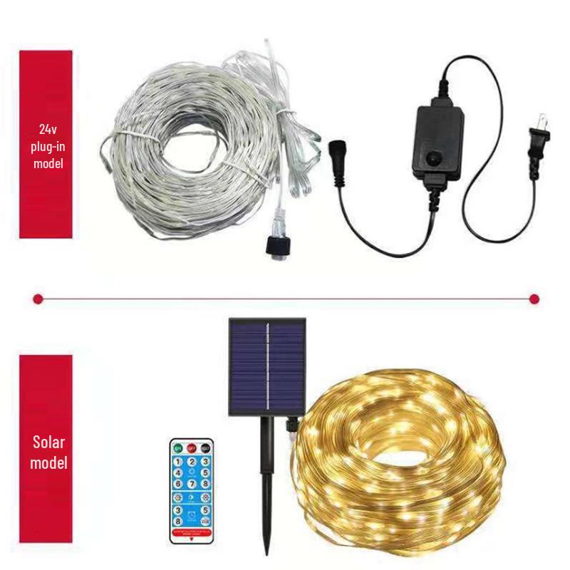 New Solar-Powered Low-Voltage Waterproof Fairy String Lights for Outdoor Christmas Tree and Courtyard Decoration
