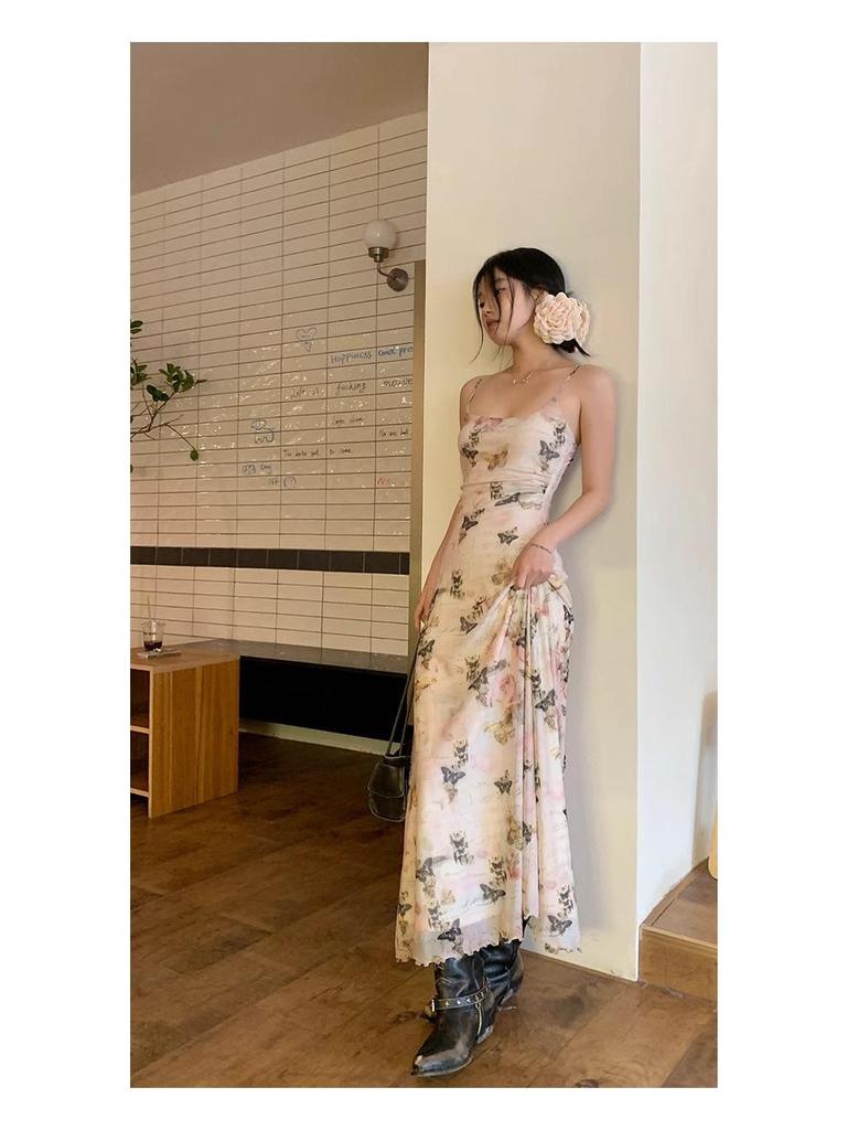 Französisches A-Linien-Sommerkleid mit Blumenmuster - Damen Sommerkleid 2024, Strandkleid