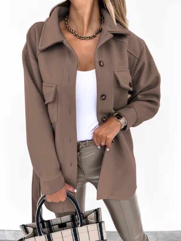 

Lapel Mid-Length Coat in Multiple Colors XXL